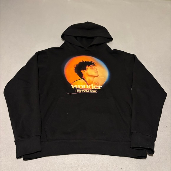Shawn Mendes Other - Shawn Mendes Wonder The World Tour 2022 Mens Black Graphic Hoodie Medium Cotton